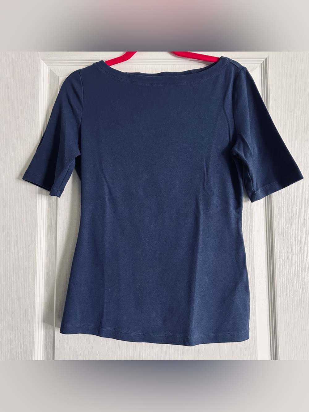 Ellen Tracy Dark Navy Scoop Neck Short Sleeve Tee